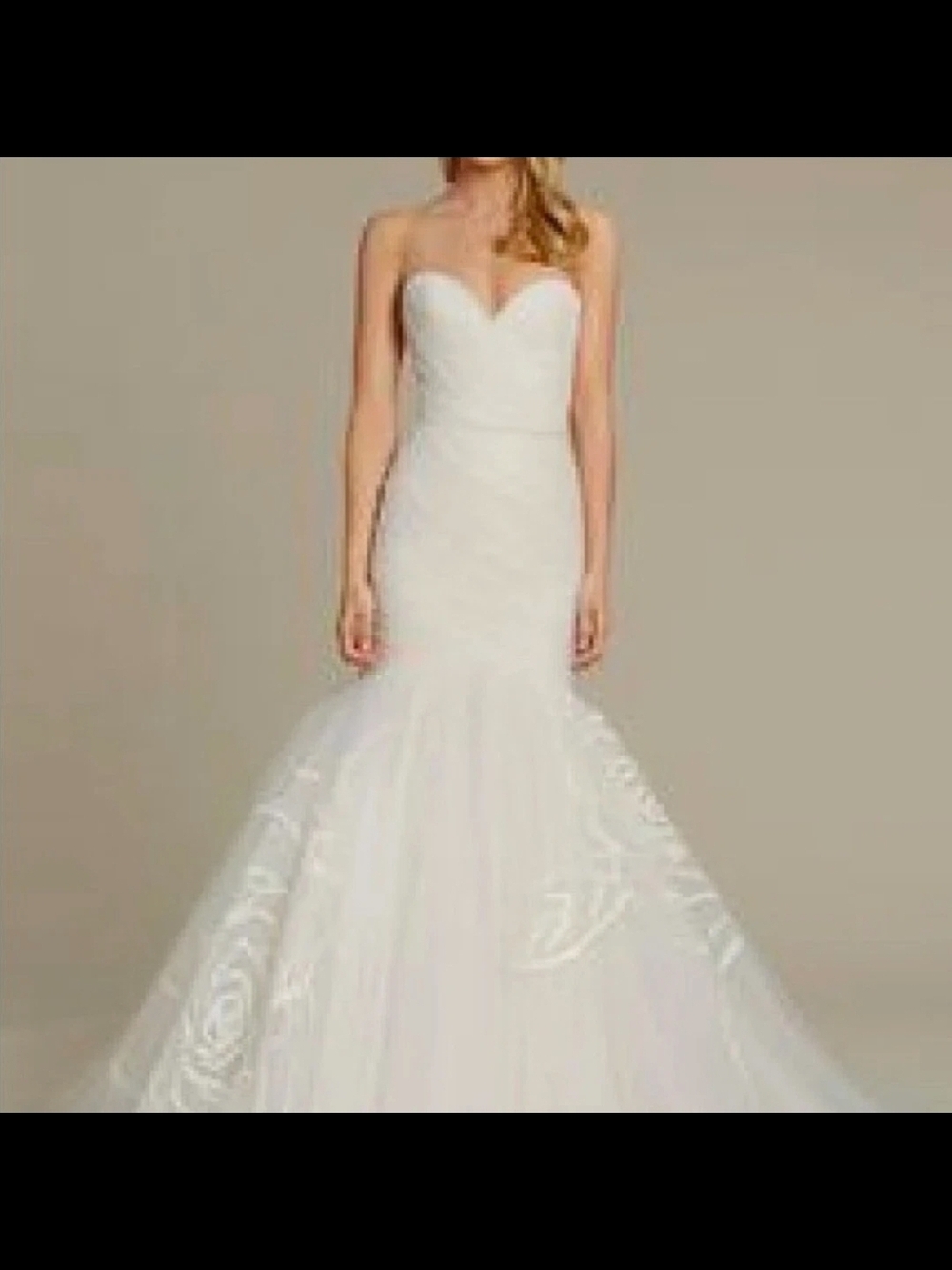 Jim Hjelm Couture Mermaid Wedding Dress rose detail size 12 nwot